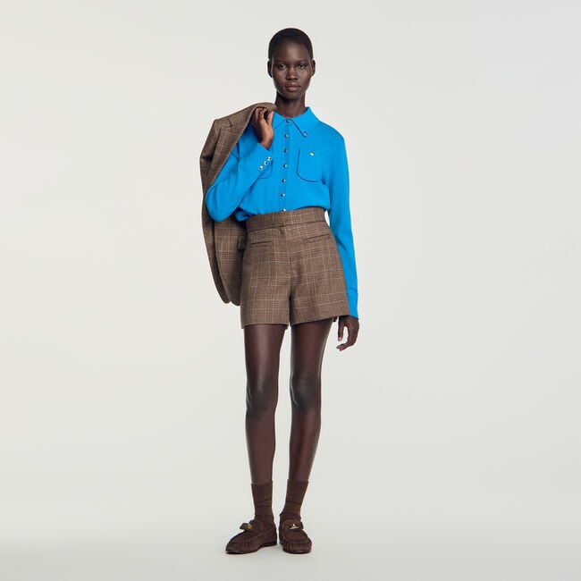 Check wool shorts