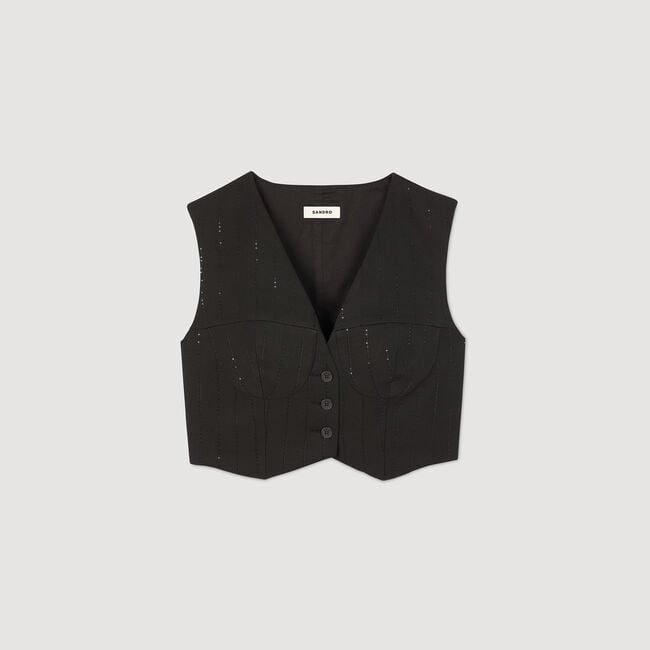 Sequin cropped vest