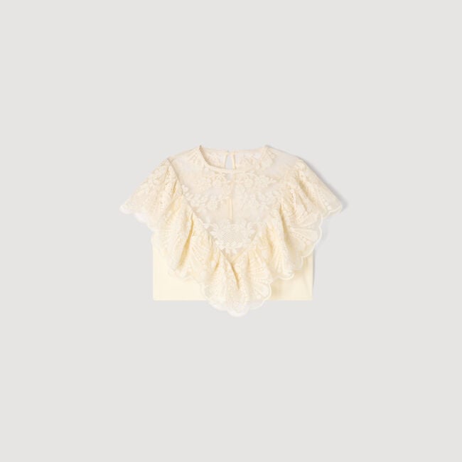Floral guipure crop top