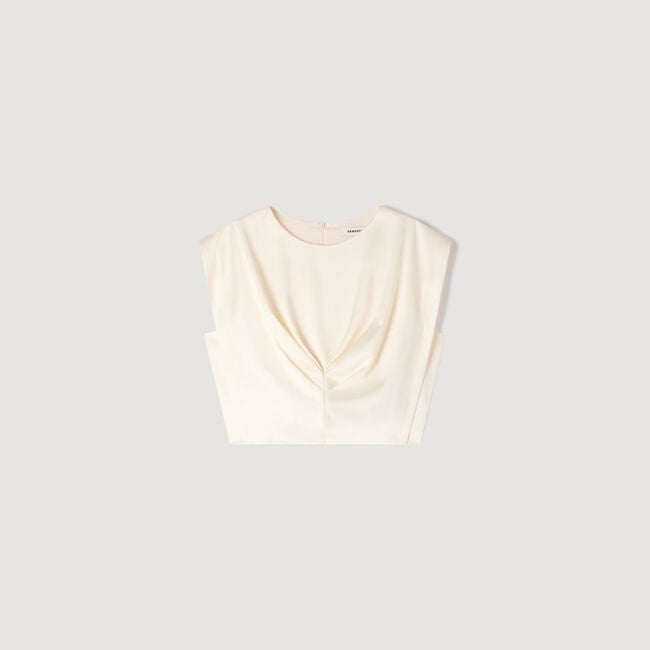 Pleated satin crop top