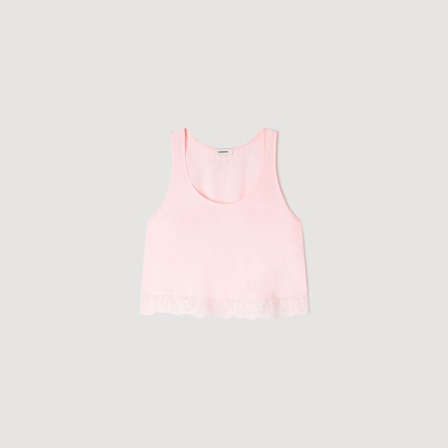 Satin top with lace