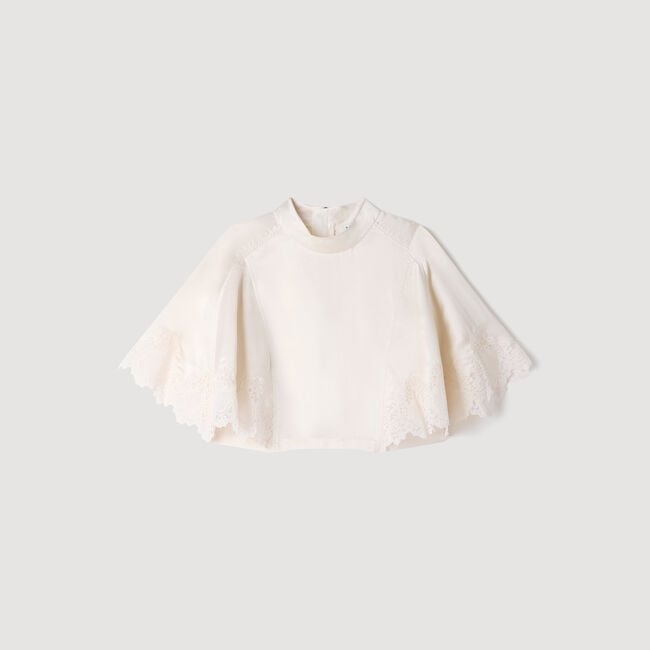 Satin cape-effect crop top