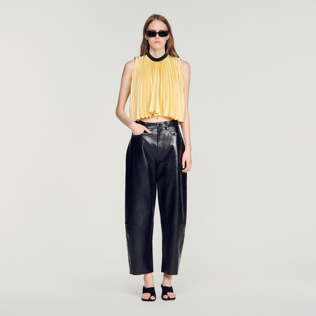 Pleated tie-back top
