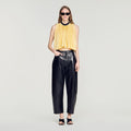 Pleated tie-back top