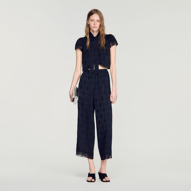 Paisley jacquard crop top