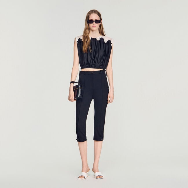 Contrast lace crop top