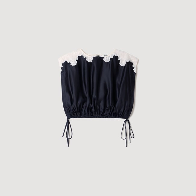 Contrast lace crop top