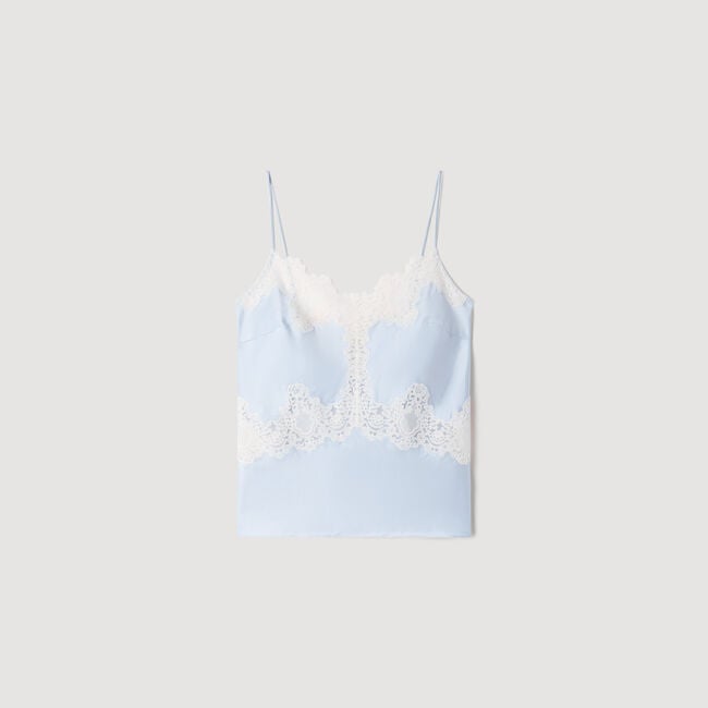 Lingerie-style top with lace
