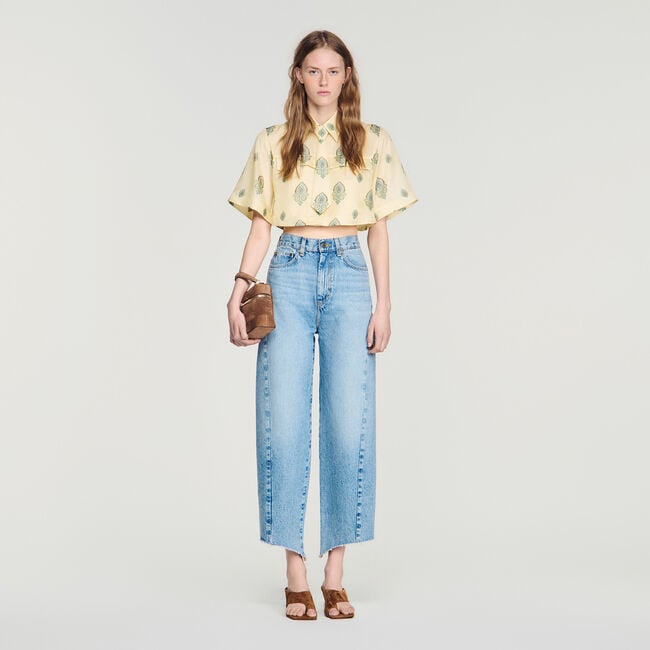 Paisley print top with removable tie