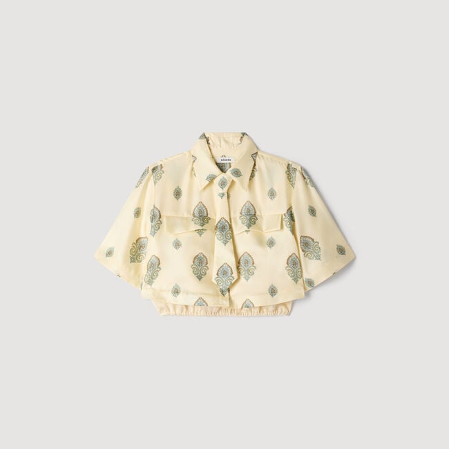 Paisley print top with removable tie