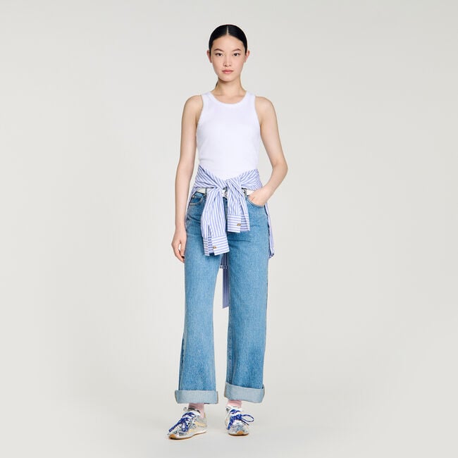 Beaded ribbed vest top
