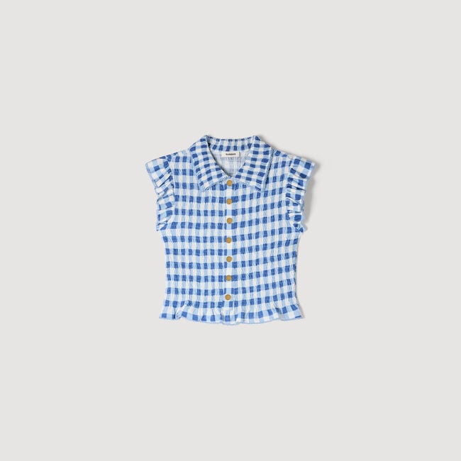 Check smocked shirt