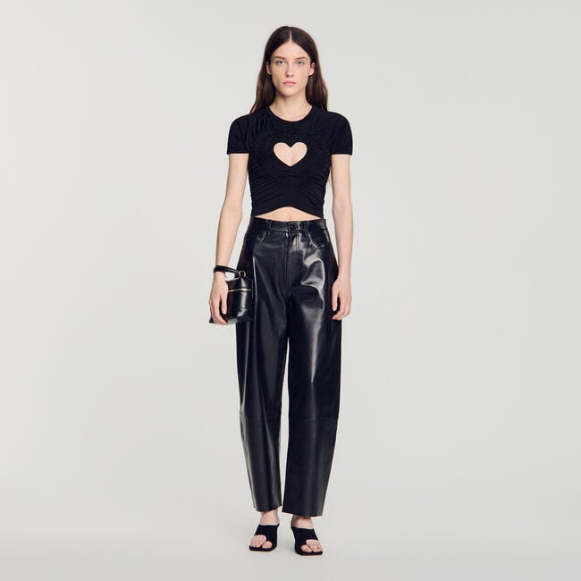 Ruched heart cropped T-shirt