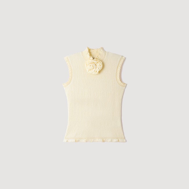 Smocked T-shirt with flower detail