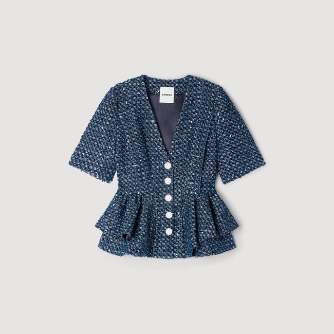 Sequinned peplum top