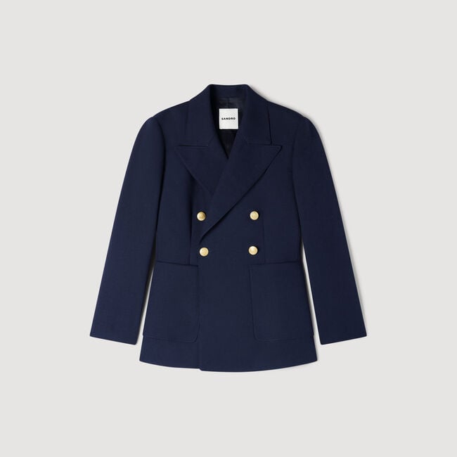 Slim-fit wool suit jacket
