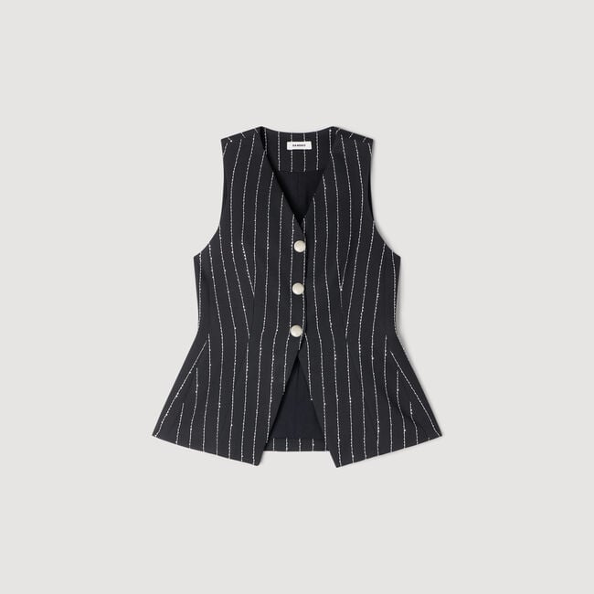 Sequinned striped vest