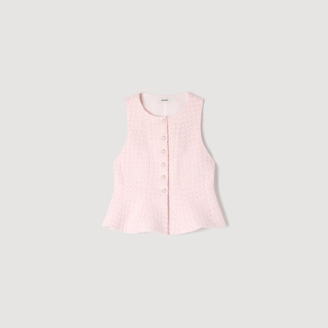 Beaded peplum tweed vest