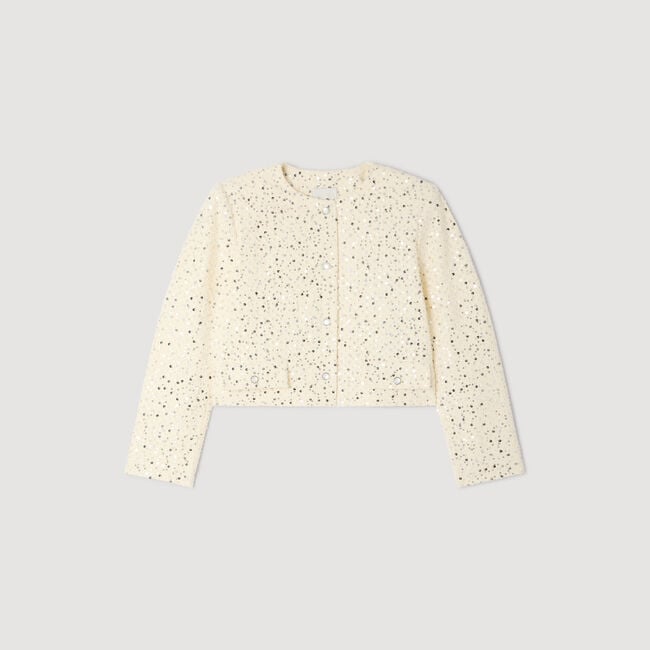 Cropped sequinned cotton jacket