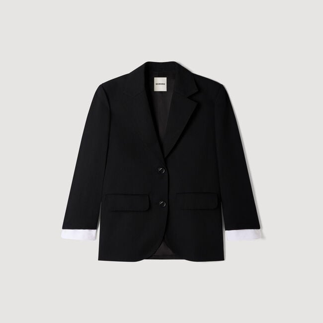 Mixed-material satin jacket