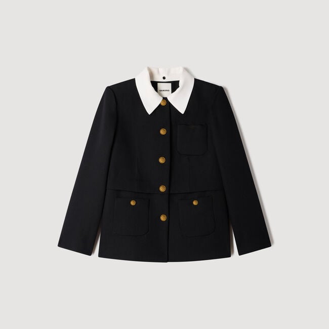 Jacket with removable contrast collar