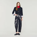 Cropped striped wool jacket
