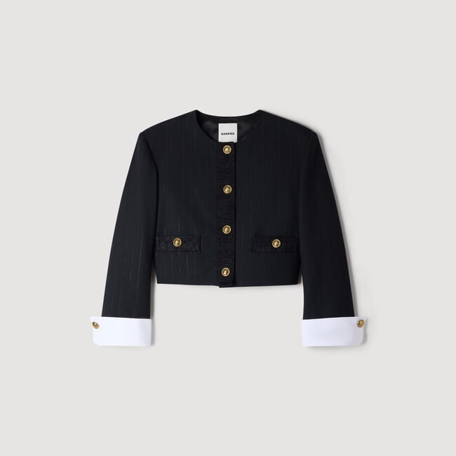 Cropped striped wool jacket