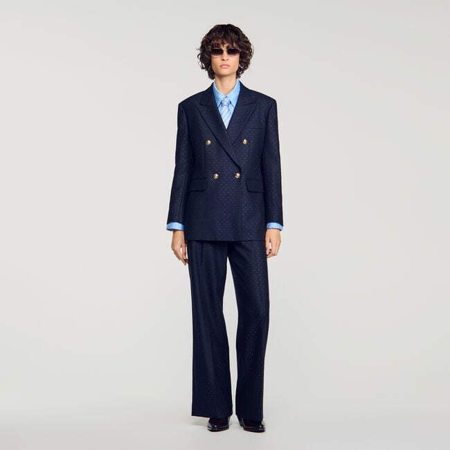 Rhinestone wool suit jacket